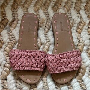 Carrie Forbes Pink Raffia Slides Sz 37